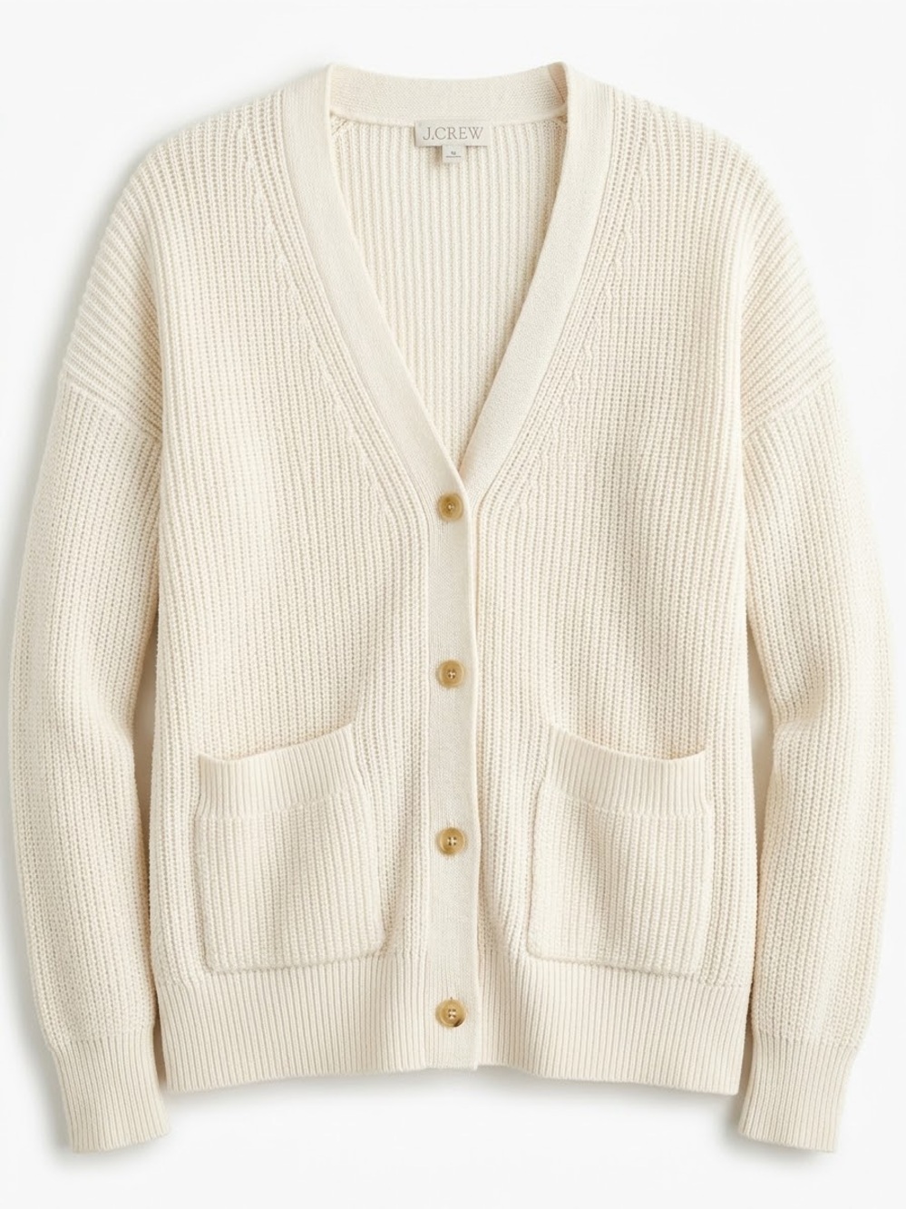 J. Crew Cream V-Neck Button Cardigan